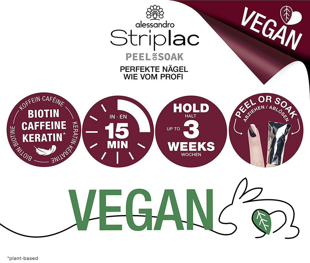 Lakier UV do paznokci alessandro Striplac Elegant Ruby - Delikatny i trwały - Łatwe usuwanie dzięki technologii usuwania peelingu - Wegański i nietestowany na zwierzętach - 8 ml