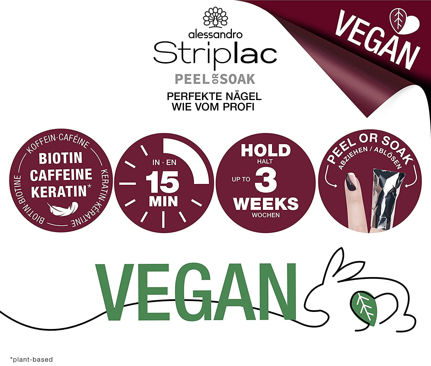 Lakier UV do paznokci alessandro Striplac Midnight Black – Delikatny i trwały – Łatwe usuwanie dzięki technologii usuwania peelingu – Wegański i nietestowany na zwierzętach – 8 ml