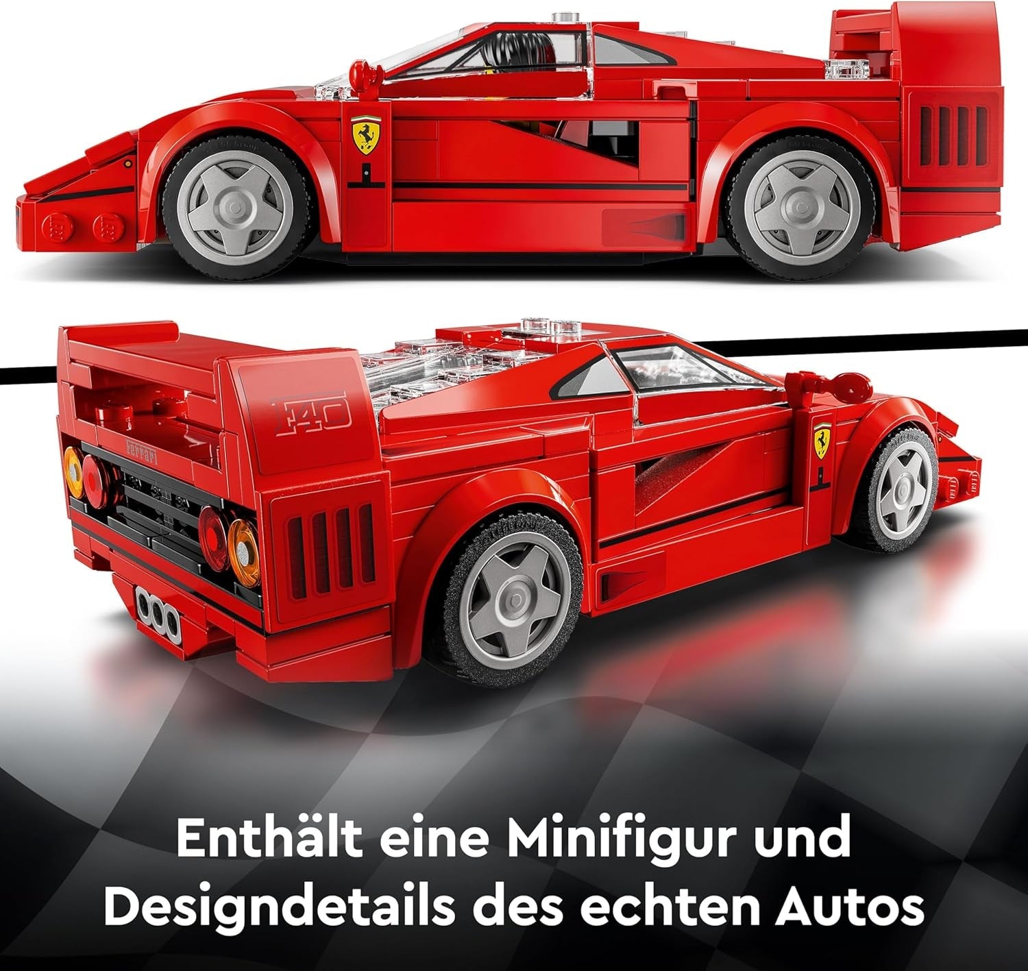 LEGO Speed Champions Ferrari F40 Supersportwagen, Spielset mit baubarem Spielzeugauto und Fahrer-Minifigur, Bauset zum Sammeln für Kinder, Geschenk für Jungen und Mädchen 76934