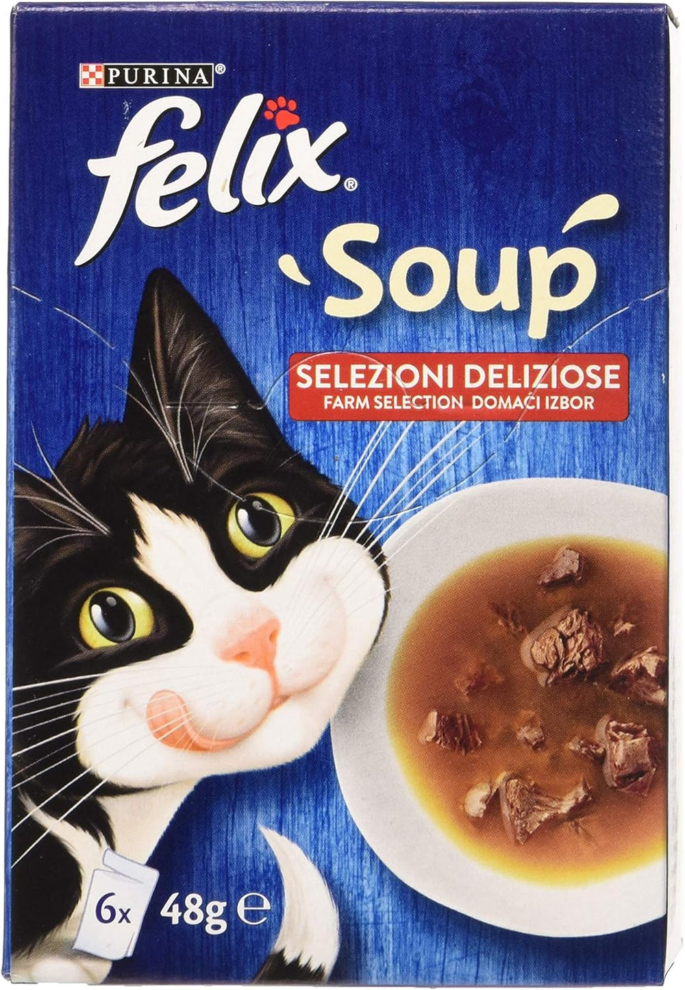 PURINA  Suppe Katze Köstliche Auswahl mit Rindfleisch, mit Huhn, mit Lamm - 48 Beutel à 48 g je 48 g (8 Packungen à 6 x 48 g)