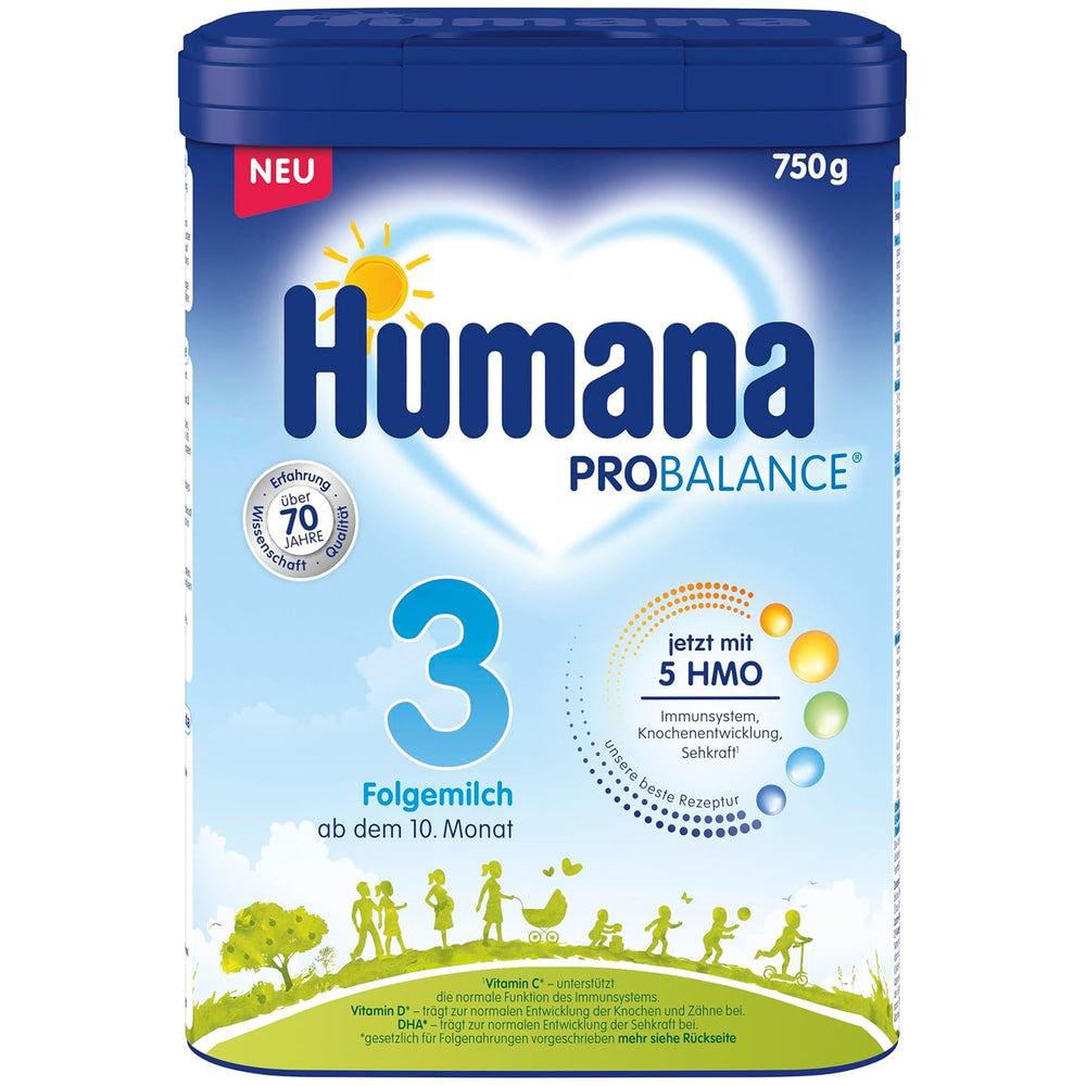 Humana 3 Folgemilch Vorteilspack - 4x750g z 5 HMO, Natürliche Abwehrkräfte, Optimal für Babies ab dem 10; miesiąc