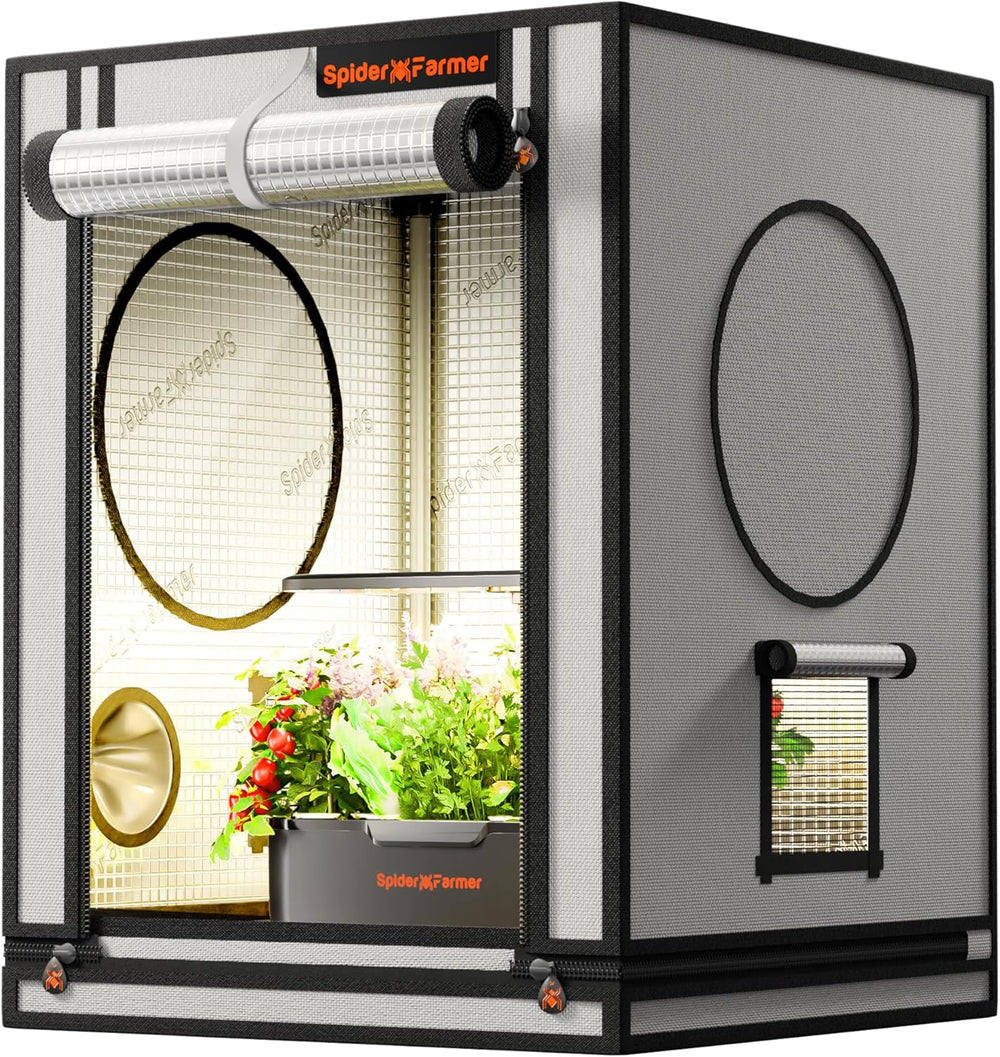 Namiot do uprawy Spider Farmer Pro 70x140x200 cm z drzwiami rolowanymi, oknem obserwacyjnym, zdejmowanym panelem podłogowym, tkaniną Mylar 2000D, do hydroponiki wewnętrznej z SF4000, G4500, SE4500
