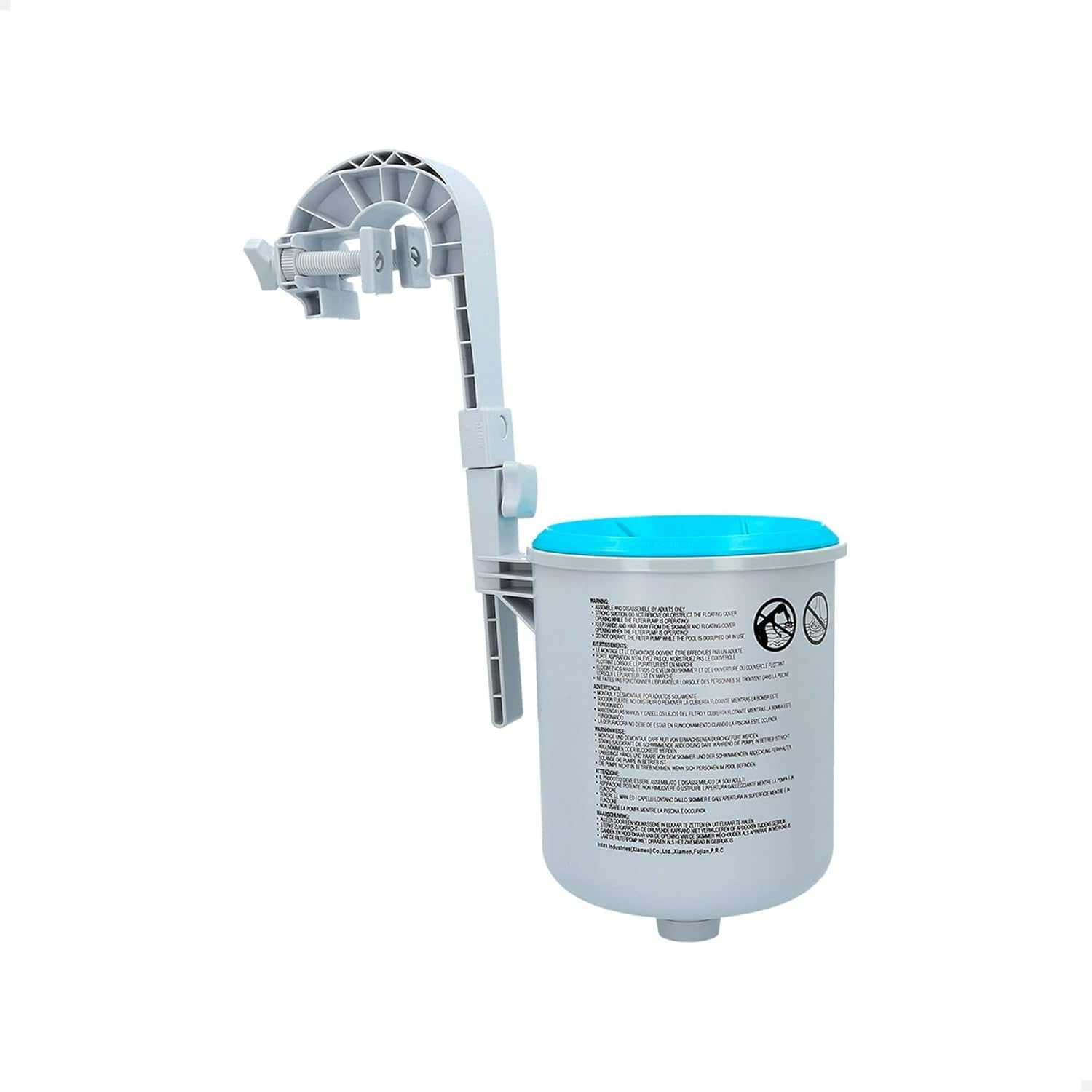Basen prostokątny - Basen naziemny - 300 x 200 x 75 cm, niebieski i skimmer powierzchniowy - Skimmer powierzchniowy Deluxe montowany na ścianie - Skimmer zawieszany, szary