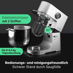 Proficook® Küchenmaschine Mit XXL 12L Schüssel | Silnik Knetmaschine Mit 2500W Longlife-Profi | Metallgetriebe i wyświetlacz LED | Robot kuchenny Für Bis Zu 8,5 kg ciasta | 13 prędkości | PC KM 1254 Sklep Naty dla Matki i Dziecka