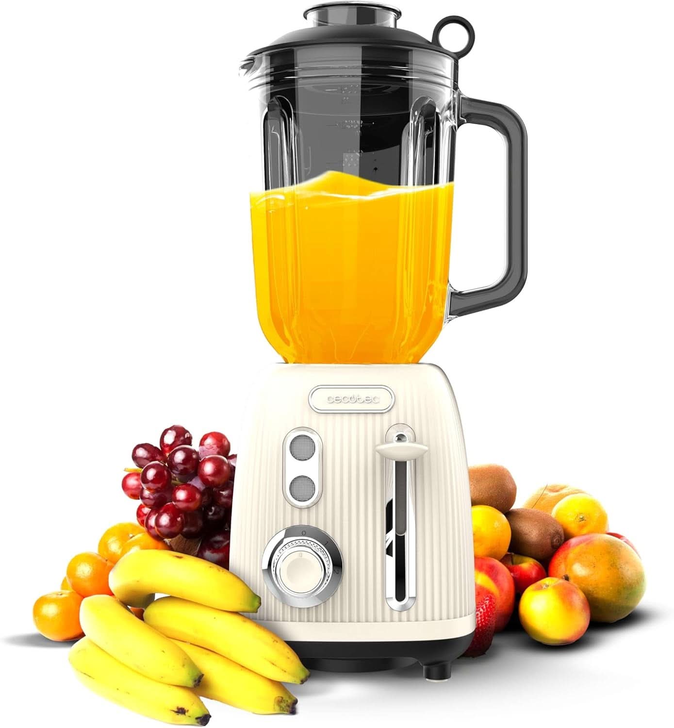 Mikser stojący Cecotec Retro Power Czarny Tytan Retrozielony. 1200 W Maximale Leistung, 2 Geschwindigkeiten, 4-Klingen-Messer Mit Schwarzer Titanbeschichtung Und 1,5L Krug, Vintage-Design w kolorze Grün Bucatarie Naty Shop Beige