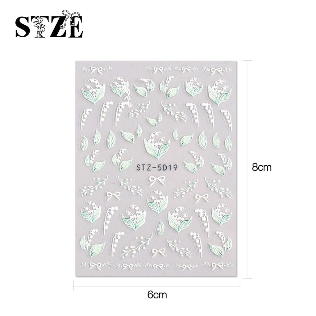 JMEOWIO 3D Nagelsticker Frühling Blume Nail Art Sticker Selbstklebend Nagelaufkleber 5D Stereoskopisch Buntes Sommer Blumen Dekoration Nageldesign Zubehör 4 Blatt