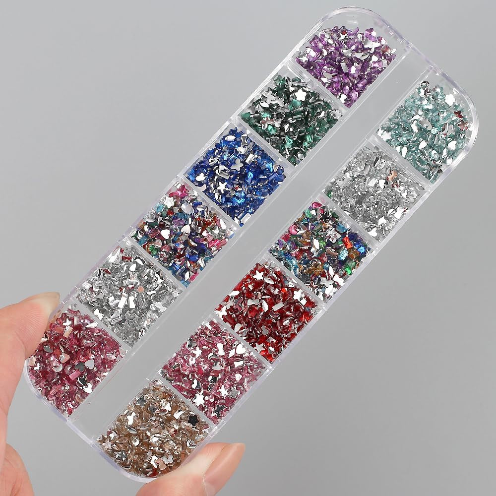 2000Pcs Bunte Strasssteine Nägel Glitzersteine Nail Charms Nailart Edelsteine Nagel Steine Glitzer Steine Nagel Charms Nägel Zubehör Kristalle Diamant Nageldesign Strass Nail Art Rhinestones Nail Gems