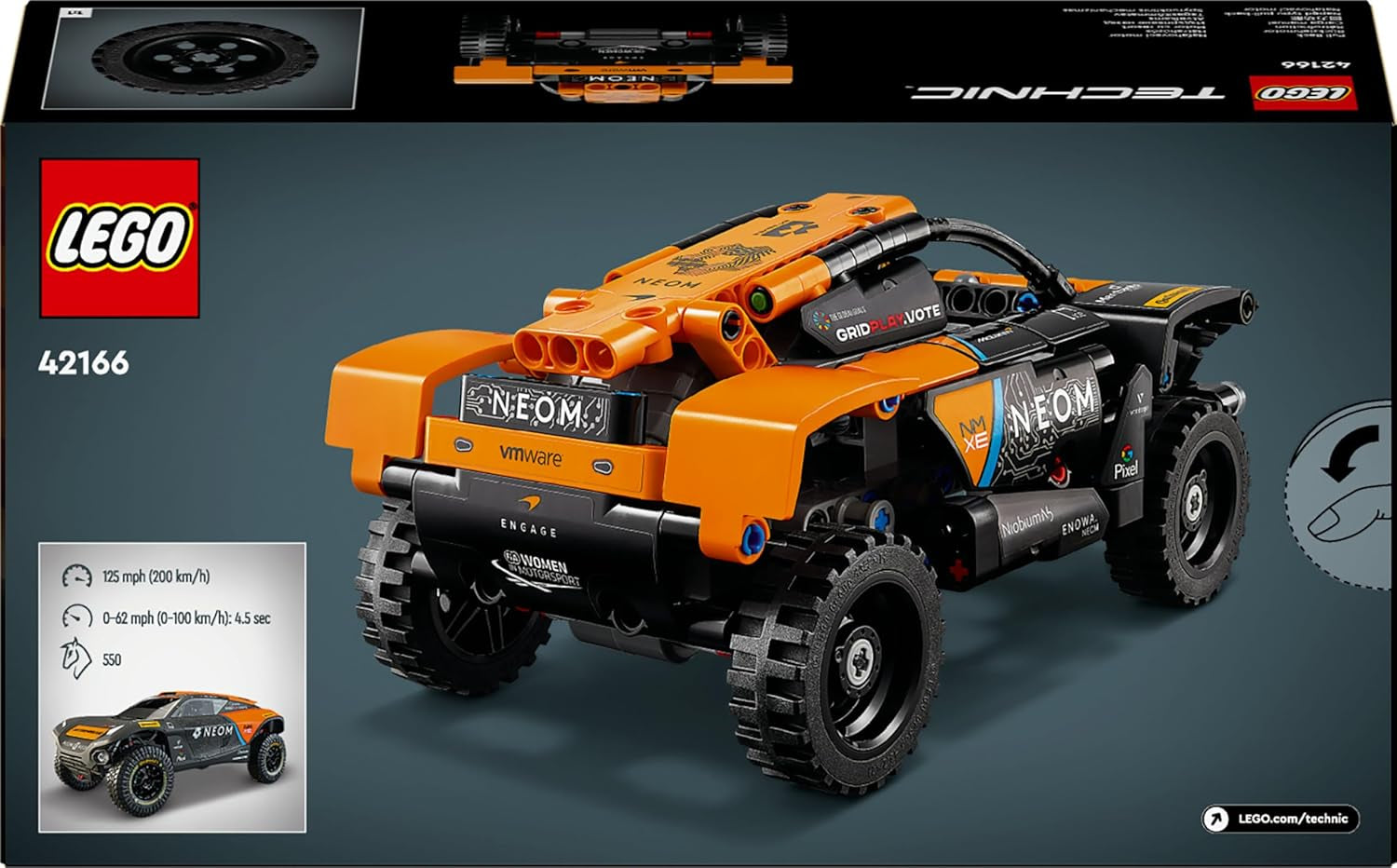 LEGO Technic Zestaw samochodów wyścigowych NEOM Mclaren Extreme E, zabawka silnikowa dla dzieci, napędzany wiatrem samochód do zbudowania, prezent techniczny dla chłopców i dziewcząt w wieku 7 lat 42166 Zestawy do budowania Besuche w sklepie LEGO
