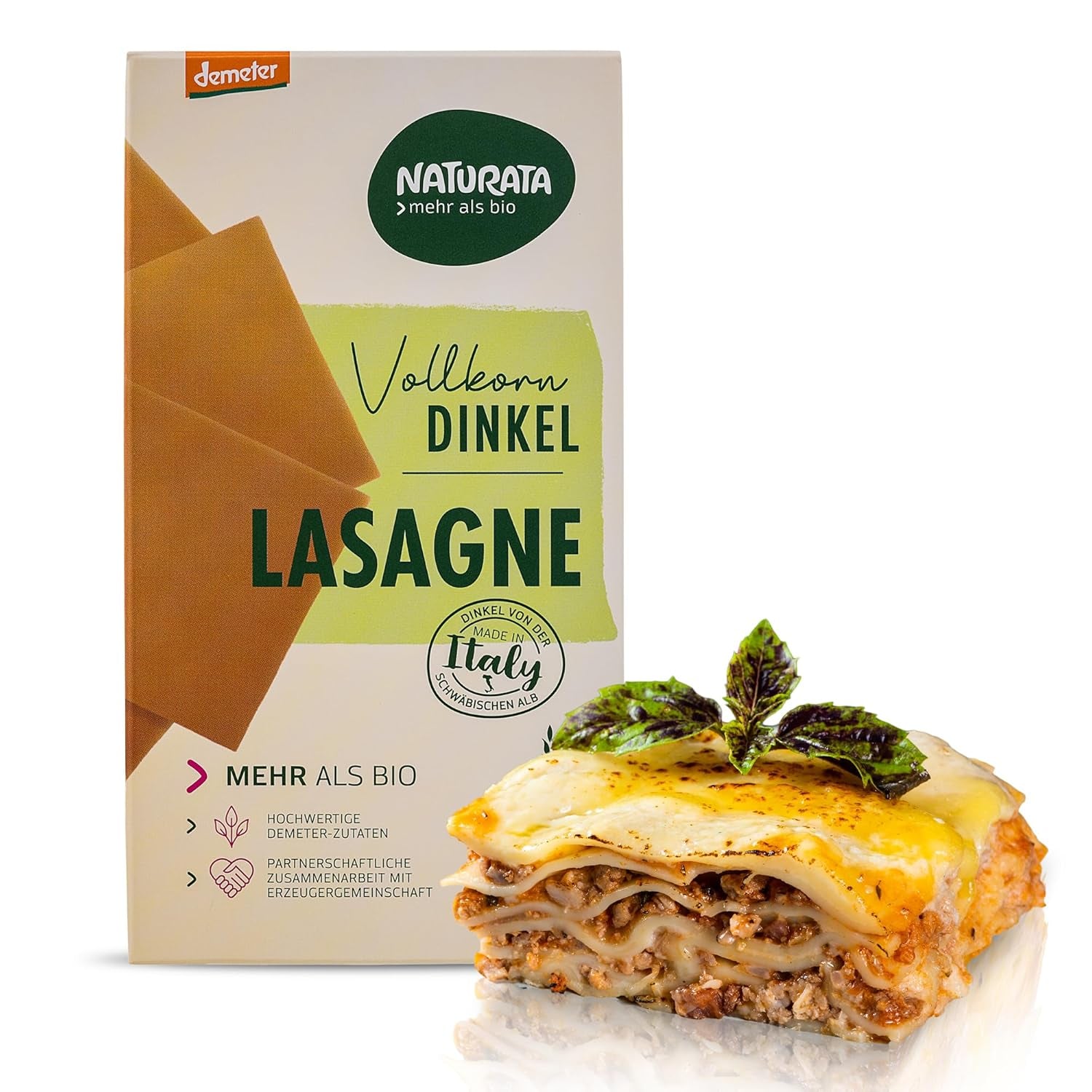 Organiczne arkusze lasagne w całości orkiszowej, 250g | Zaklęcie Demeter z Alp Szwabskich | Delikatny orzechowy aromat do lasagne i zapiekanek