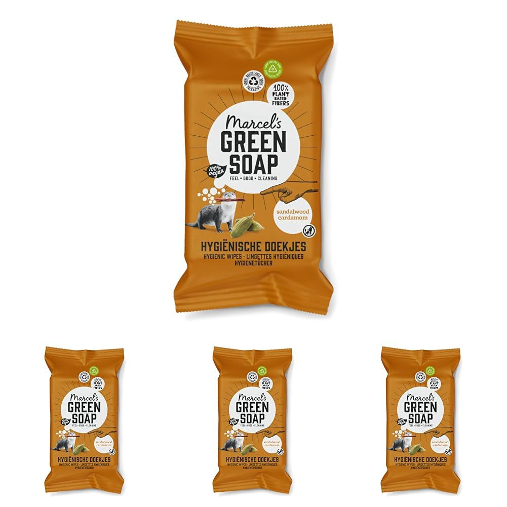 Chusteczki nawilżane do rąk Marcel's Green Soap, 60 szt. - Wanilia i kwiat wiśni - Na bazie roślin - Organiczne