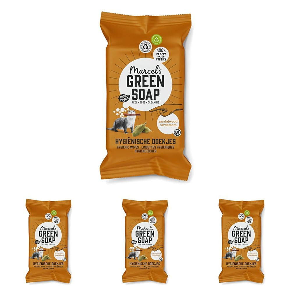 Chusteczki nawilżane do rąk Marcel's Green Soap, 60 szt. - Wanilia i kwiat wiśni - Na bazie roślin - Organiczne