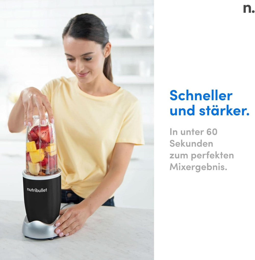 Nutribullet Pro, 900 Watt Leistung, Einfach Und Schnell in Der Anwendung, Kompakt, Leicht Zu Reinigen, Mit 700 Ml Becher, Smoothiemixer, Smoothie Maker, Elektrischer Mixer, NB904B, Schwarz Mother and Child Naty Shop