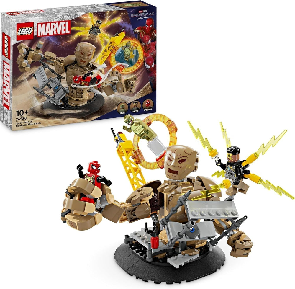 LEGO Marvel Spider-Man kontra. Sandman: Showdown Zabawka superbohatera z figurkami, w tym jaszczurki i elektro. Zabawka do budowania z odgrywaniem ról Prezent dla entuzjastów akcji Chłopcy i dziewczęta 76280 Zestawy do budowania Besuche den LEGO-Store Single