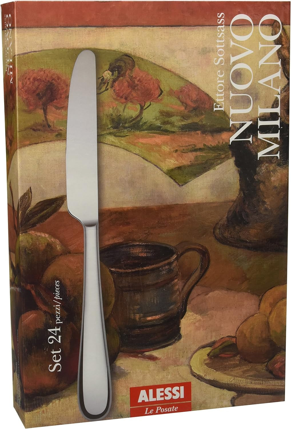 Alessi 5180S24M Nuovo Milano Monoblok Zestaw sztućców 24 sztuki Polerowana stal nierdzewna 18/10 Kitchen Naty Shop