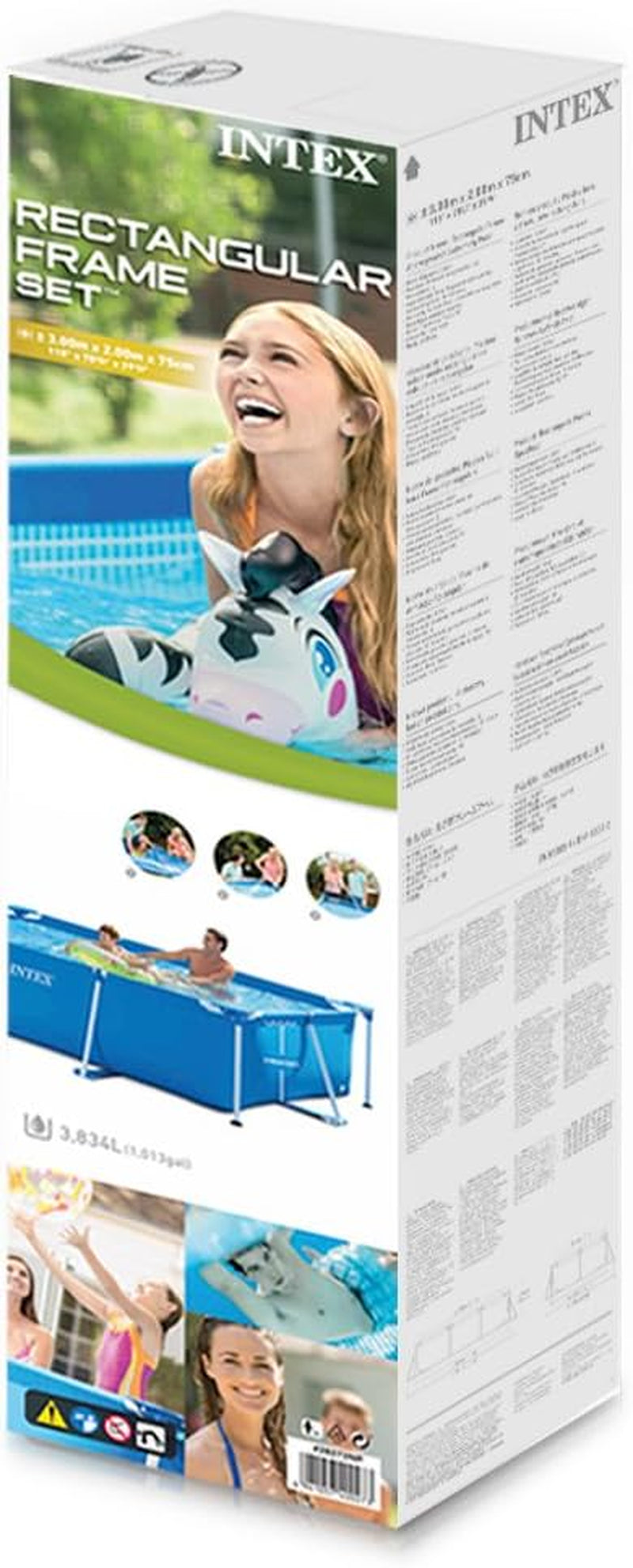 System filtrów piaskowych Krystal Clear SX925, wydajność cyrkulacji 2000 l/h, 26642, basen z prostokątną i białą ramą - basen naziemny - 300 x 200 x 75 cm, niebieski