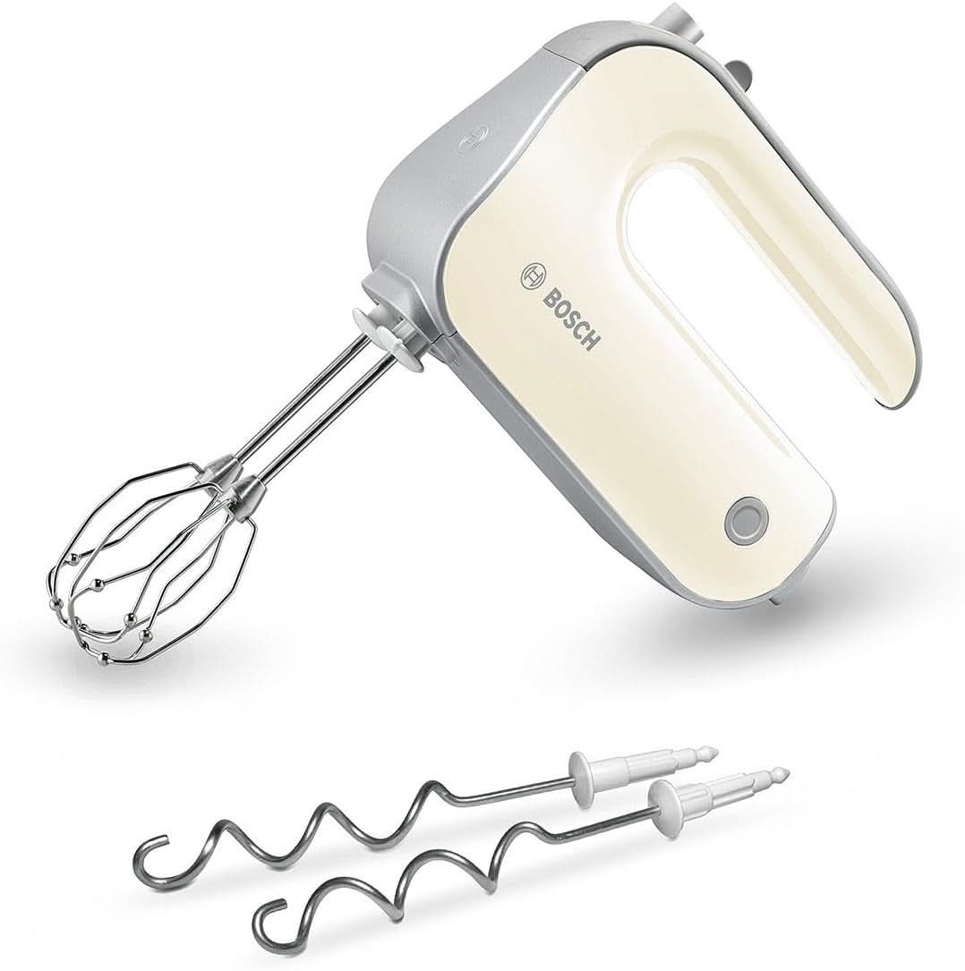 Bosch Handrührer Styline MFQ4835DE, 2X2 Rührbesen, 2 Edelstahl-Nethaken, Spülmaschinengeeignet, 575 W, Biała kuchnia Naty Shop Smooth Vanilla / Silber