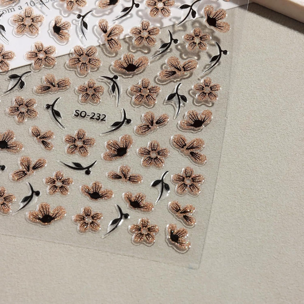 JMEOWIO 6 Blatt 3D Nagelsticker Blumen Nail Art Sticker Selbstklebend Nagelaufkleber 5D Stereoskopisch Frühling Sommer Blumen Dekoration Nageldesign Zubehör