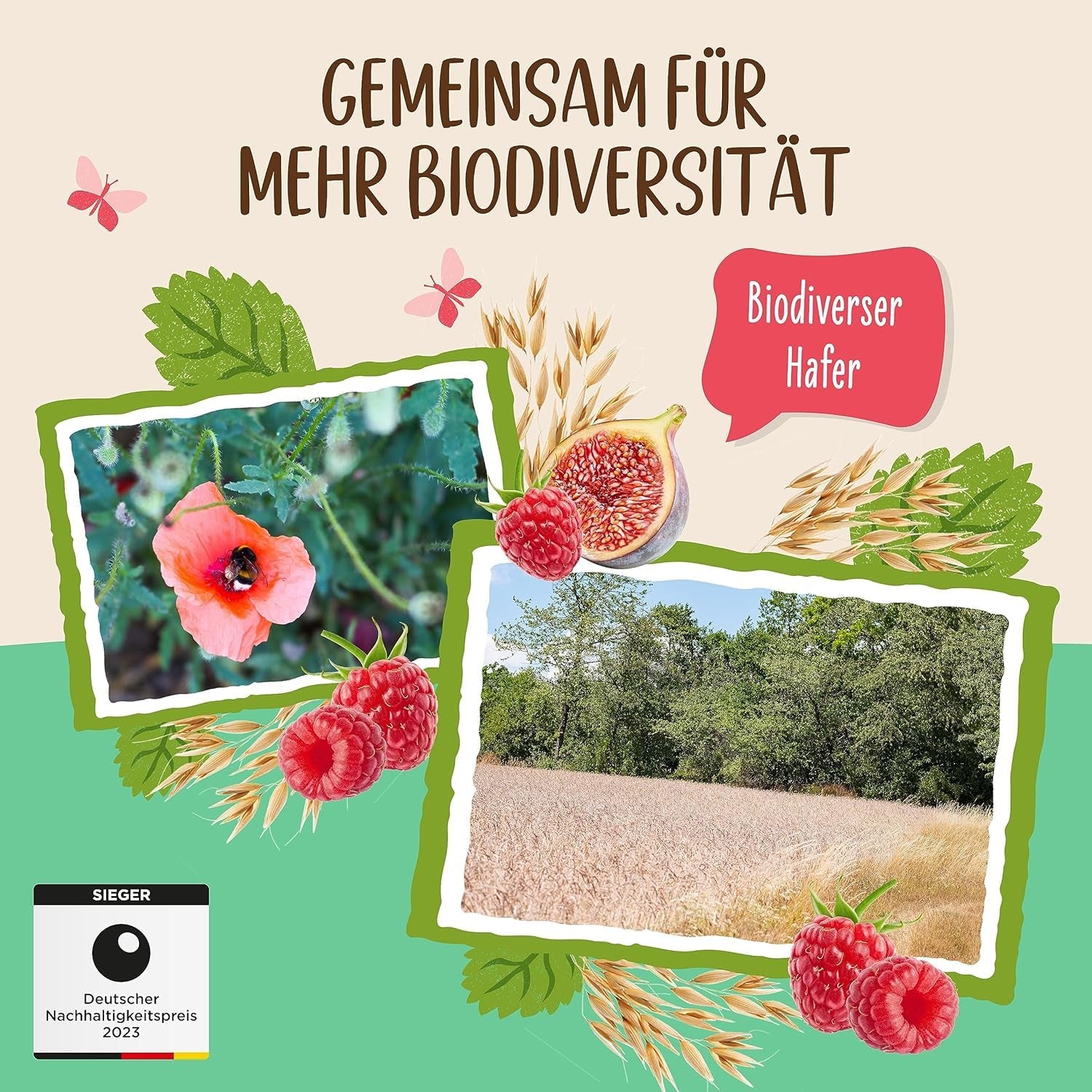 Niesłodzona owsianka allos z figami i malinami | Owsianka bez cukru | Organiczne musli | Musli z owocami | Płatki owsiane | Owsianka na śniadanie | Płatki śniadaniowe | wegańskie | Opakowanie 6 sztuk (6 x 500g)