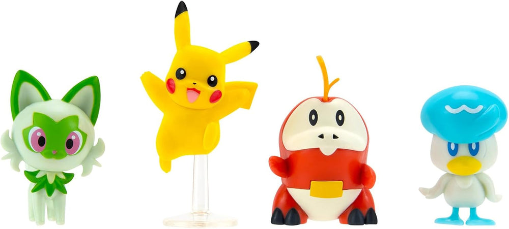 Pokémon PKW3402 - Opakowanie zbiorcze figurek bojowych - 4-pak z Pikachu, Croc, Kwaks, Felori, oficjalne szczegółowe figurki, 5 cm każda Figurki Naty Shop Domyślny tytuł