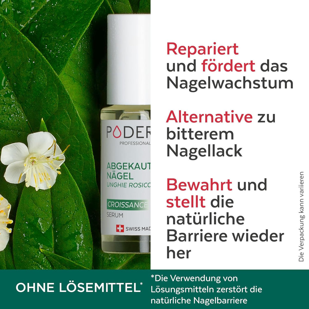 PODERM - STOP ZACZERWIENIENIU PAZNOKCI - Alternatywa dla gorzkiego lakieru - 100% naturalne serum pielęgnacyjne antystresowe - Aktywuje wzrost - Dorośli/dzieci - Wyprodukowano w Szwajcarii