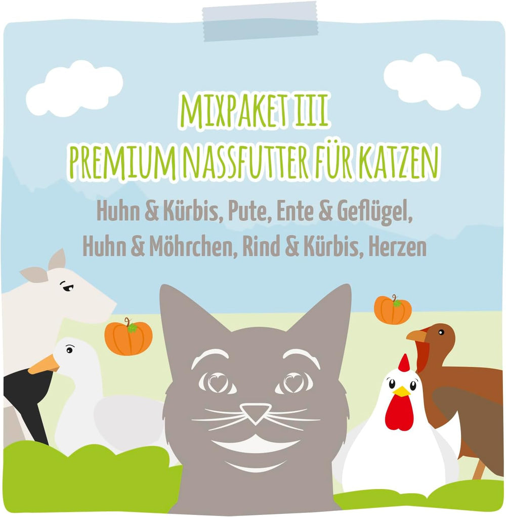 MjAMjAM - Hrană umedă premium pentru pisici - mese delicioase Mix Pack III pentru pisica ta, pachet de 6 (6 x 200 g), fără cereale cu carne suplimentară