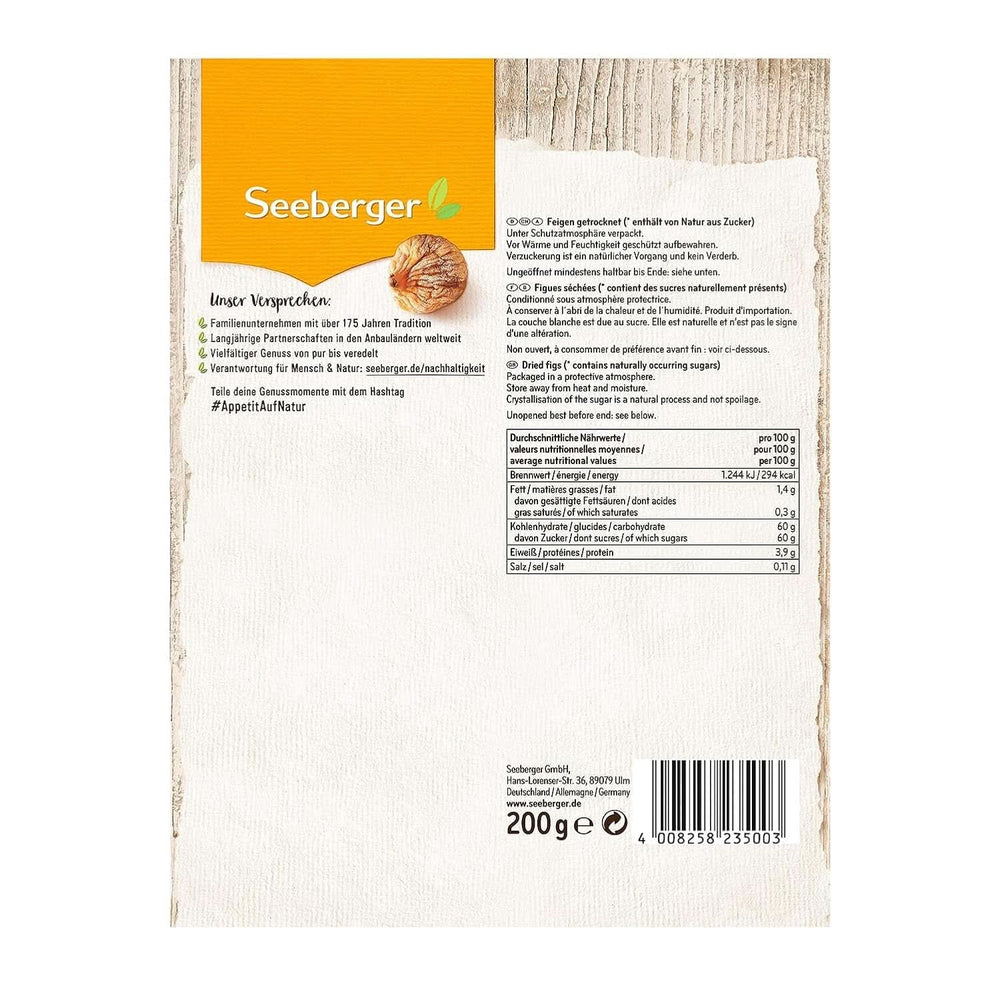 Seeberger Delikatess, Figi suszone - słodkie jak miód, 12 x 200 gramów Produkty suszone Naty Shop
