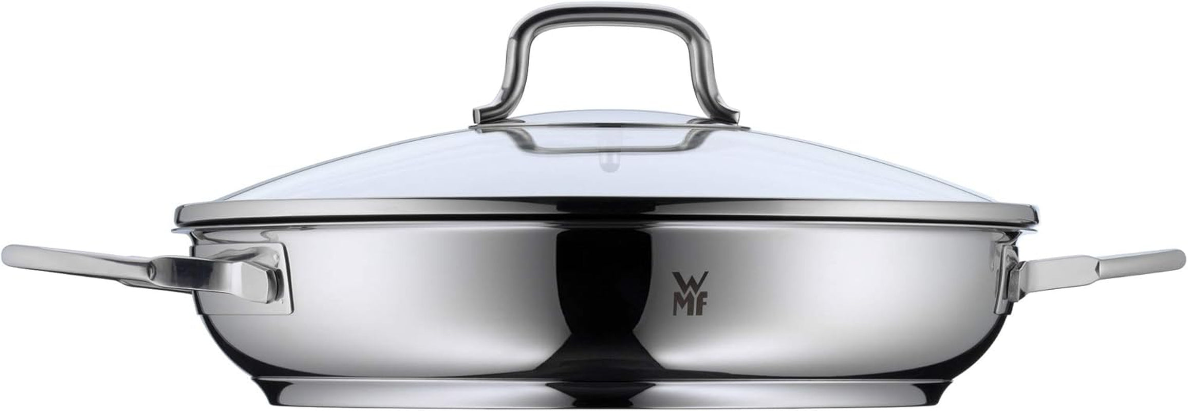 Indukcyjna patelnia gulaszowa WMF Devil 26 cm ze szklaną pokrywą, stal nierdzewna pokryta powłoką Cromargan, powłoka ceramiczna, garnki i patelnie żaroodporne Naty Shop