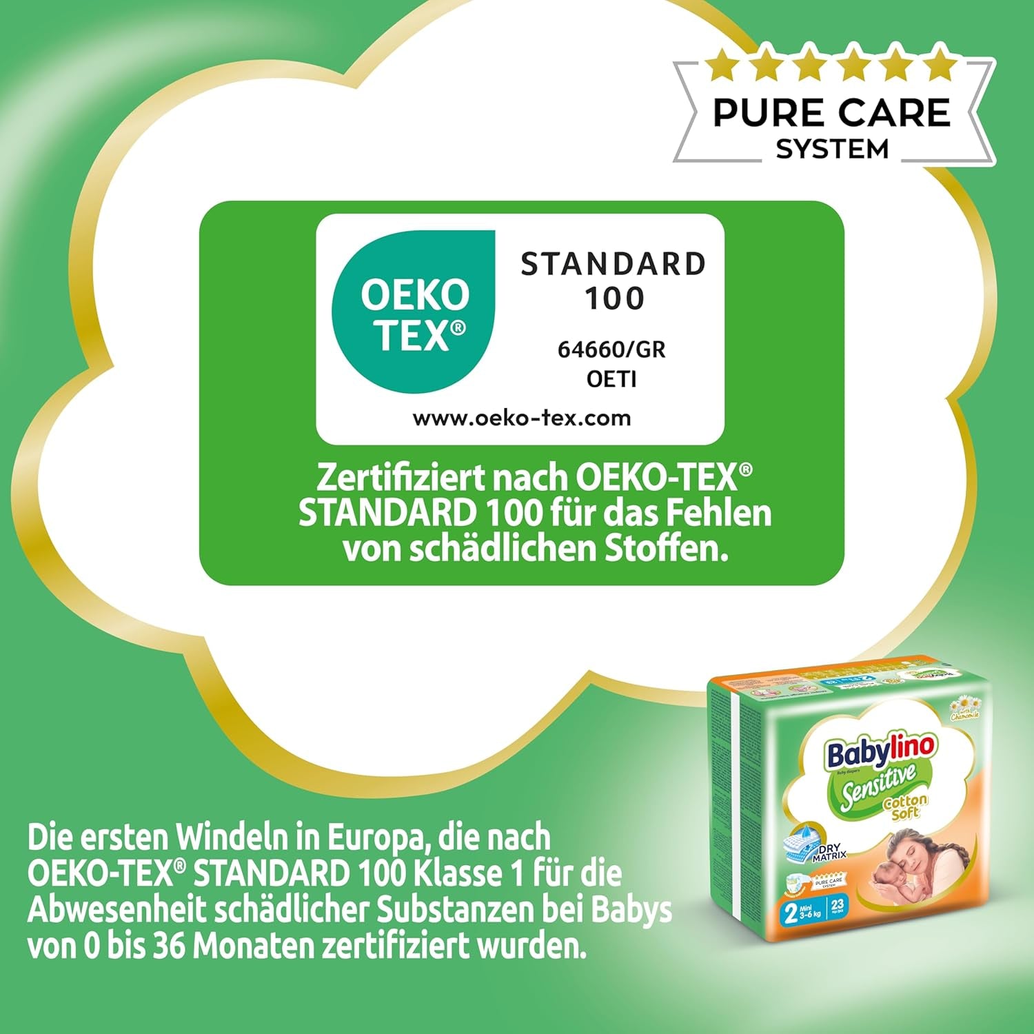 Pieluchy dla wrażliwych dzieci, rozmiar 2, mini (3-6 kg), 192 pieluszki