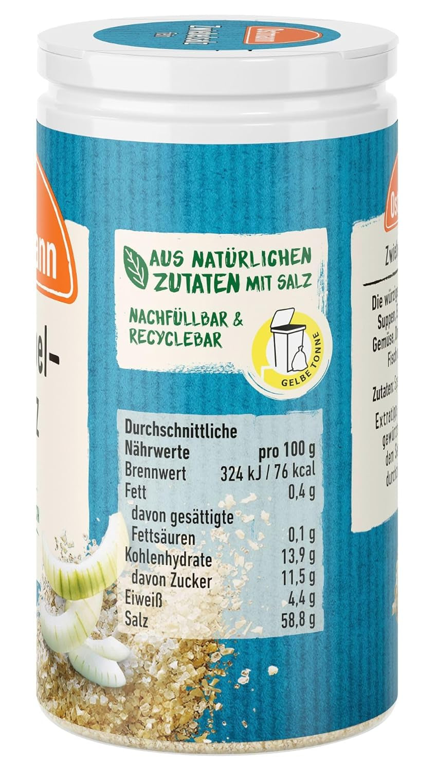 Ostmann Gewürze - Zwiebelsalz | Nachfüllbare i nadające się do recyklingu Verpackung | 60 g w Der Streudose