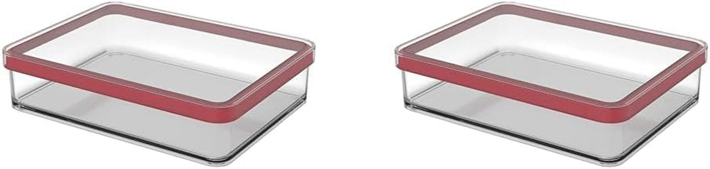 Rotho Loft set de 5 borcane de depozitare cu capac, diferite dimensiuni, plastic alimentar (PP) fără BPA, transparent/roșu, (21,4 x 21,4 x 23,5 cm) Cutii depozitare alimente Naty Shop 1 litru lat (pachet de 2)