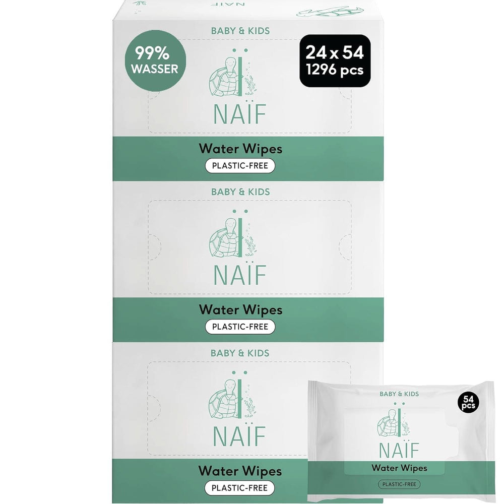 Naïf Plastikfreie Feuchttücher 432 Stück (8Er X 54 Feuchttuch) - Pflege Für Babypo, Körper Und Gesicht - 99% Aus Wasser - 0% Parfüm Und Alkohol - Nachhaltige Feuchttücherbox Eukalyptus Sensitiv Naty Shop 54 Stück (24Er Pack) Water