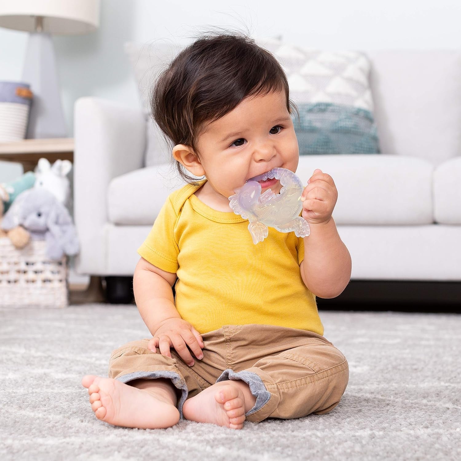 Infantino 316564-01 Inele de dentiție transparente Infantino – Inel de dentiție moale, fabricat din material non-toxic, pentru dezvoltarea senzorială și susținerea dentiției, multicolor