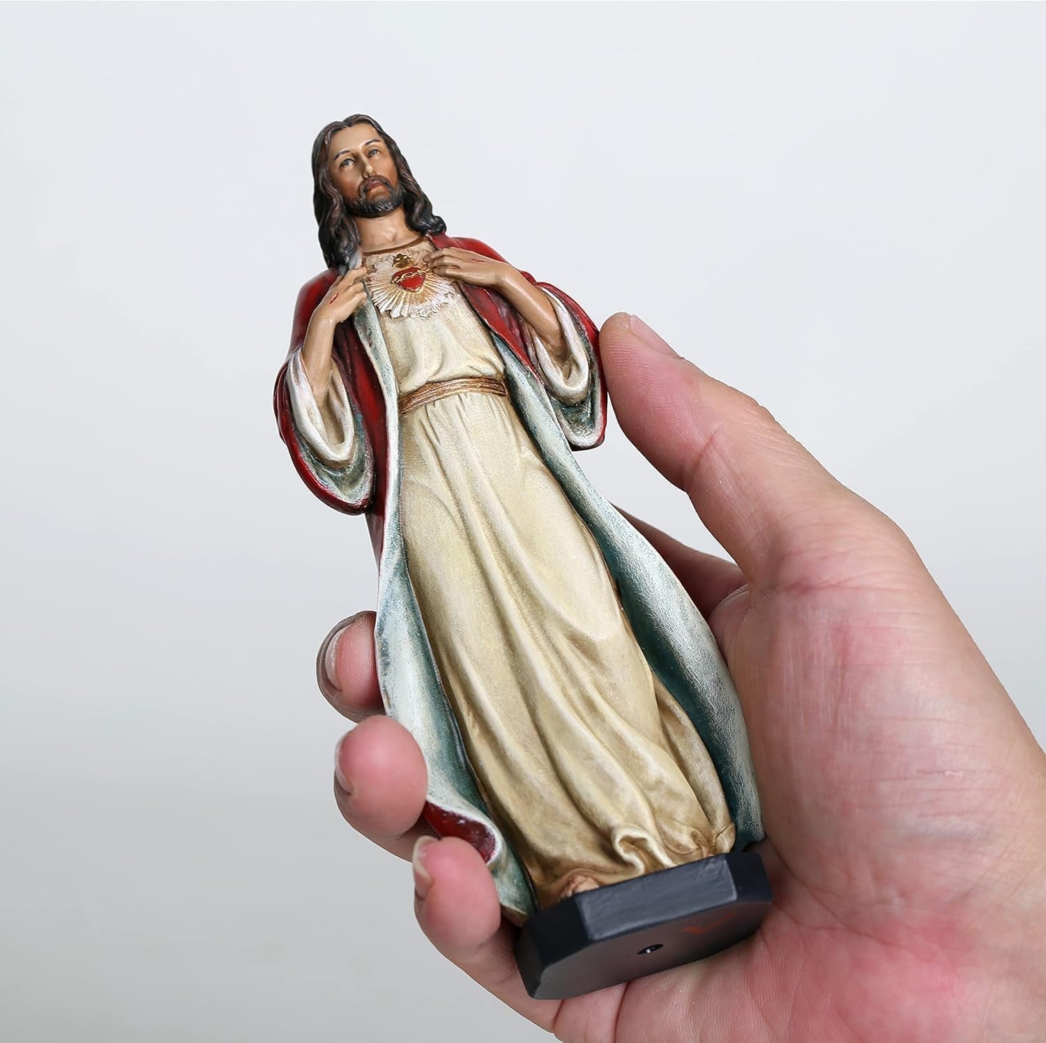 BC Statuie catolică Sacra Inimă a lui Isus, Isus Hristos, cadouri religioase, decorațiuni interioare inspiratoare, 15,2 cm înălțime, pictată manual de Buildclassic Statuete si sculpturi Naty Shop