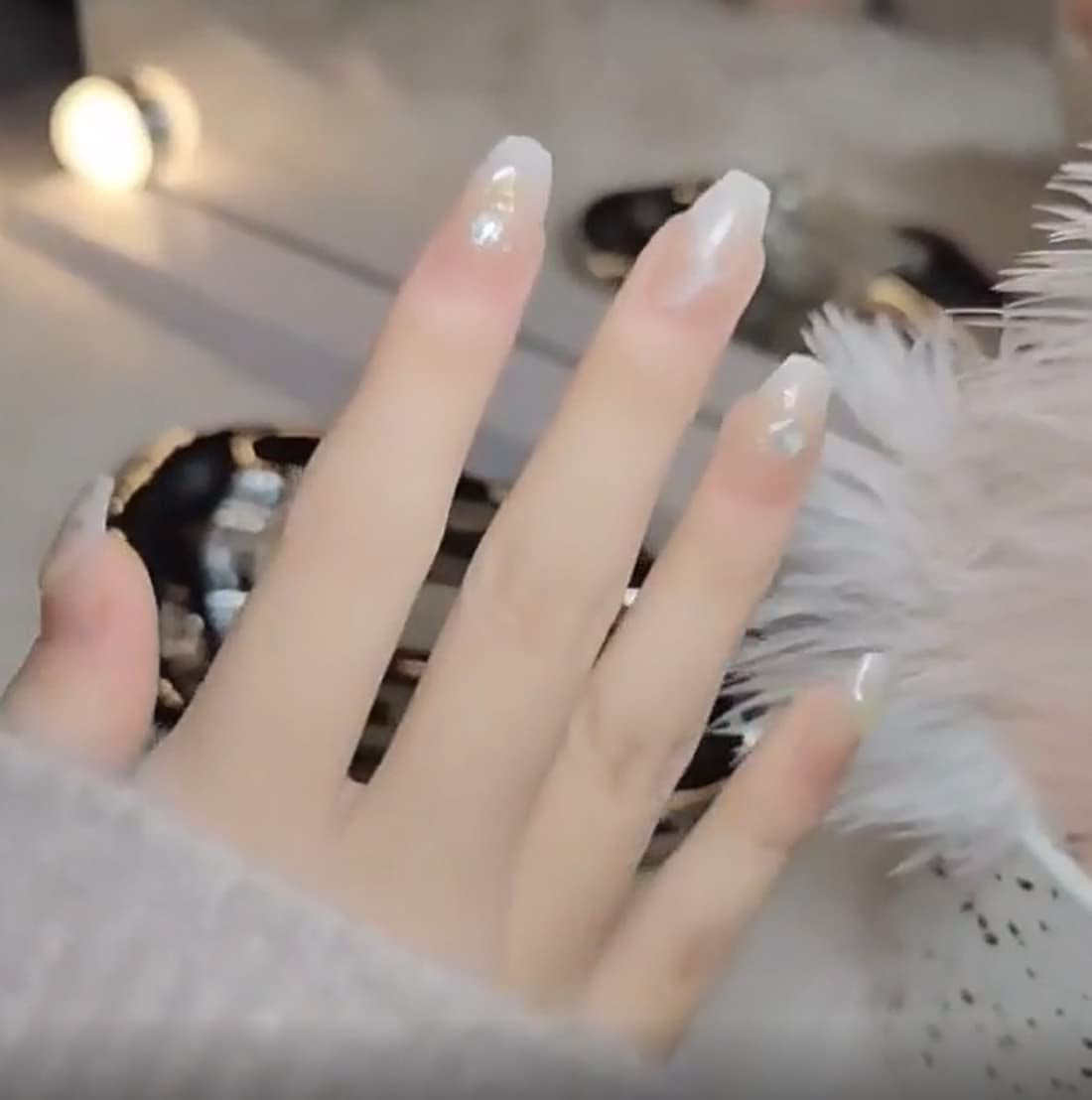 24 buc unghii false pătrate, culoare nud, franceze, scurte, acoperire completă, unghii false, presare pe unghii pentru femei și fete