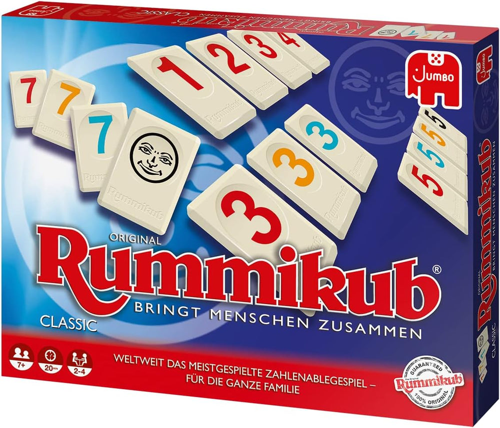 Jumbo Spiele Original Rummikub Classic - der Spieleklassiker unter den Gesellschaftsspielen - für Erwachsene und Kinder ab 7 Jahren JUM17571 Wielokolorowy 2,7 ​​x 3,7 cm