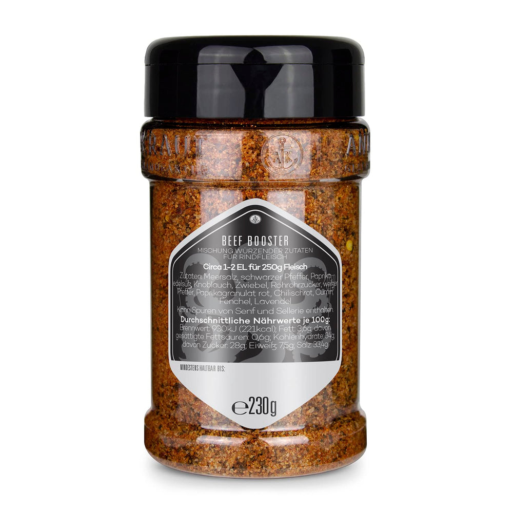 Ankerkraut Booster wołowy, Rub Brisket and Steak Gewürz, Gewürzmischung für Fleisch, 230g w Streuer