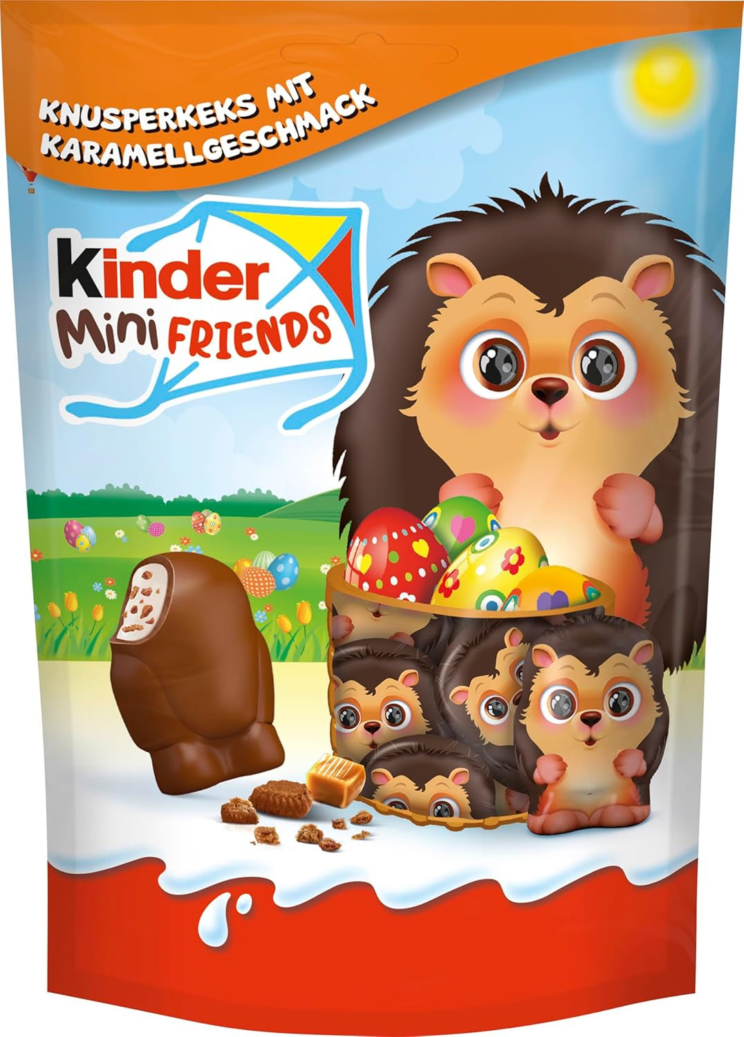 Kinder Mini Friends Chrupiące Ciasteczka o Smaku Karmelowym 122g – Czekolada Mleczna z Ciasteczkami i Nadzieniem Mlecznym – Figurki Wielkanocne – Wielkanocna Czekolada i Słodycze – Prezent Wielkanocny