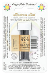 Colorant alimentar pudră Sugarflair Blossom Tint Dusting, negru mat - Pudră de colorant alimentar pentru decorarea pastei de zahăr colorate, fondantului, glazurii, ciocolatei, cremei de unt, macaroanelor - 7ml
