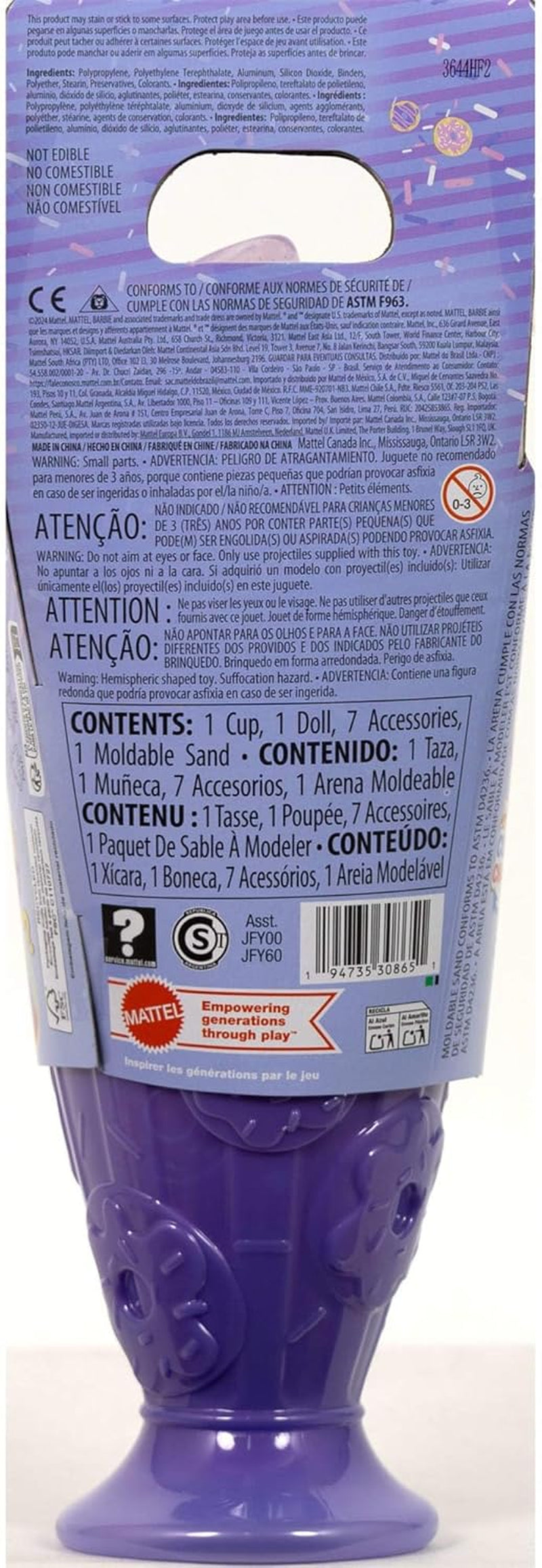 Set Barbie Pop Reveal Series cu păpușă la modă și accesorii, serie de dulciuri, design Donut Dreams cu animal de companie, 8 surprize, inclusiv schimbarea culorii, JFY60