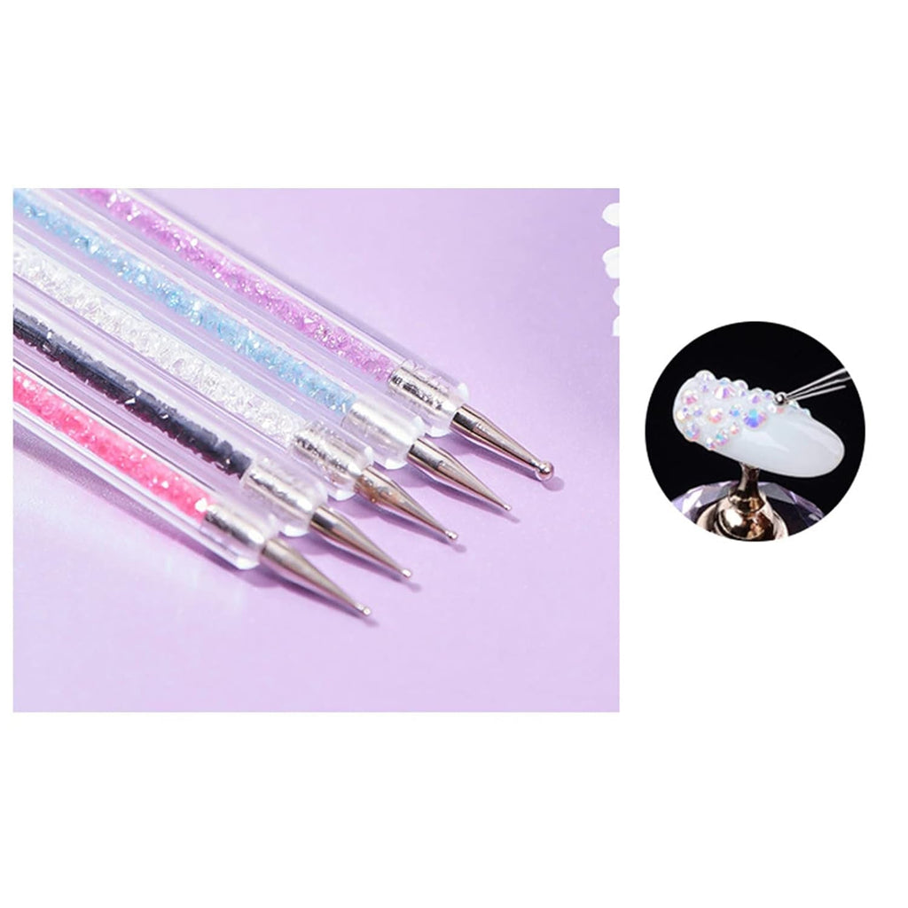 5 Stück Nagel Pinsel Set, Nageldesign Pinsel, Nail Art Dotting Tools, Dual-Ended Professional Acryl Nail Art Pen Für DIY Nail Art Design