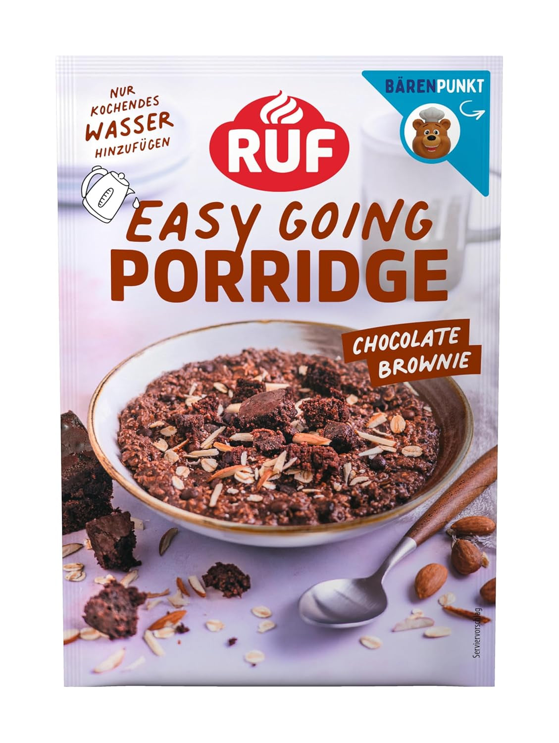 RUF płatki owsiane błyskawiczne z truskawkami i wanilią, letni posiłek z płatkami owsianymi gotowy w 3 minuty, 1 saszetka x 65g