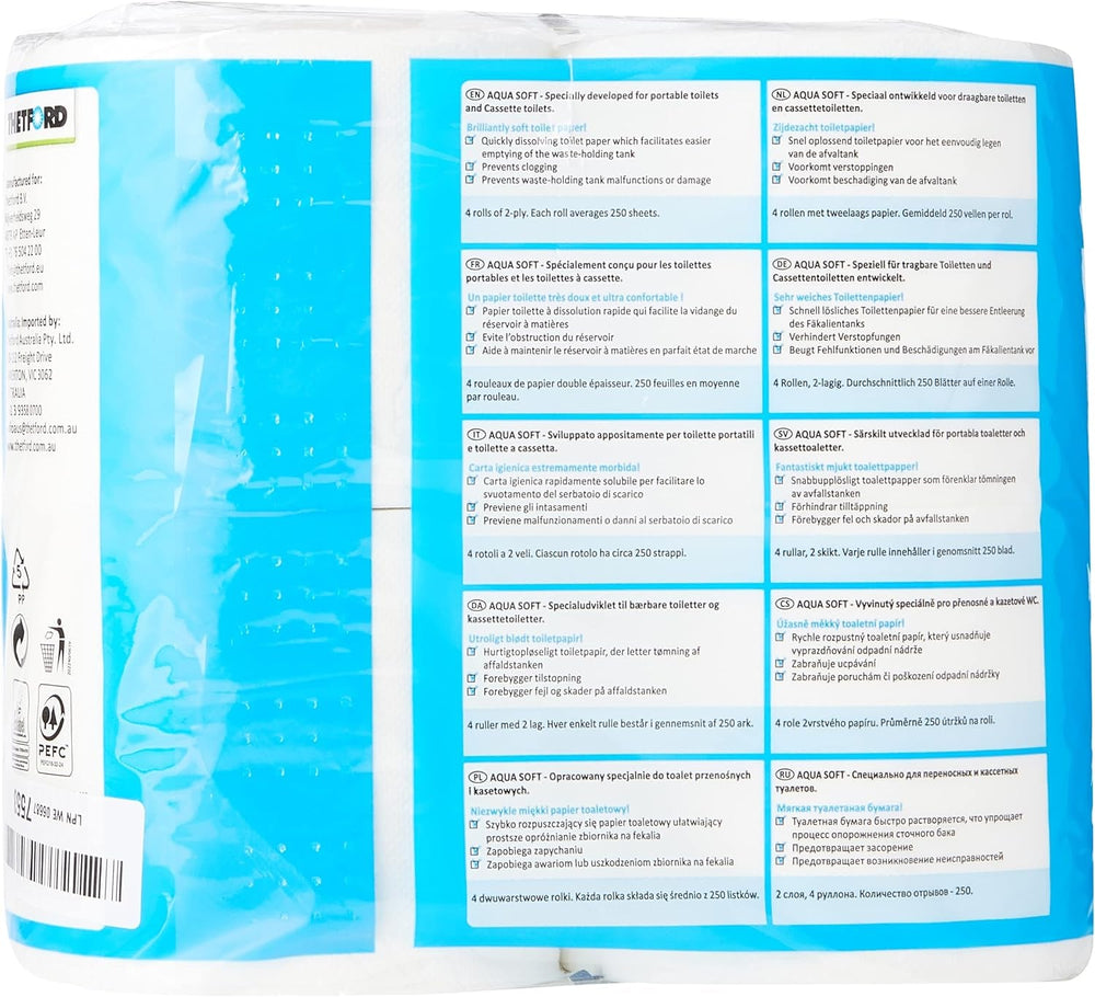 Hârtie igienică Aqua Soft Hârtie igienică pentru toalete mobile 4 role/butelii toalete de camping hârtie igienică pentru camping în aer liber