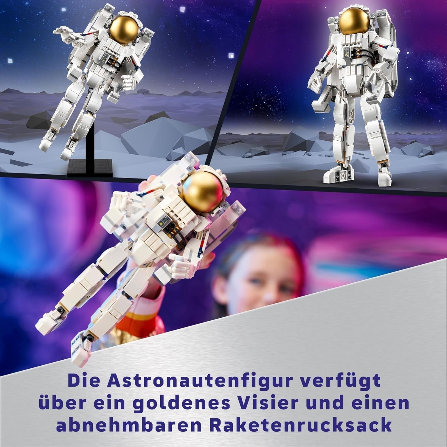 LEGO Creator 3 w 1 zabawka astronauta kosmiczna, model psa i statku kosmicznego dla dzieci, dekoracje do przedszkola, kreatywny prezent dla chłopców i dziewcząt w wieku 9 lat 31152 Zestawy do budowania Besuche w sklepie LEGO