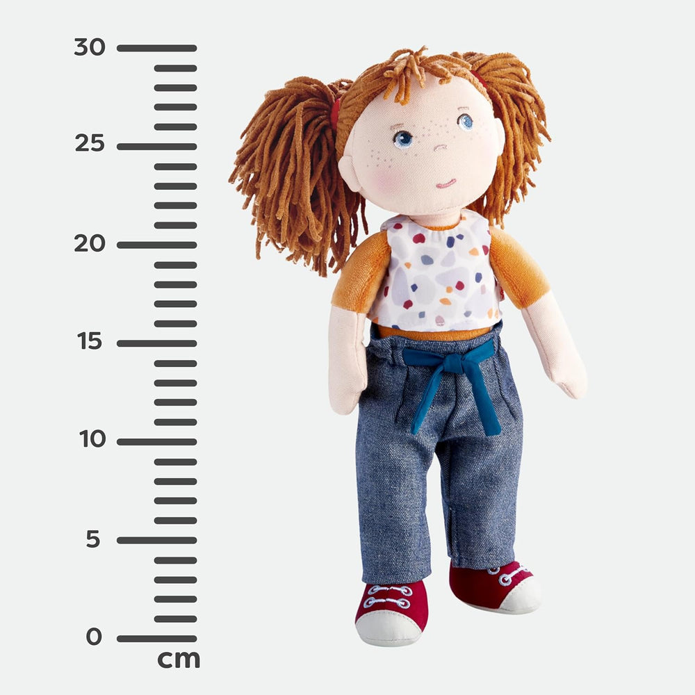 HABA Puppe Malou - 30 cm große Stoffpuppe zum Spielen und Kuscheln - Weiche und waschbare Materialien - Ideale Alternative zur Plüschpuppe - Geeignet für Kinder ab 1,5 Jahren - 2010818001