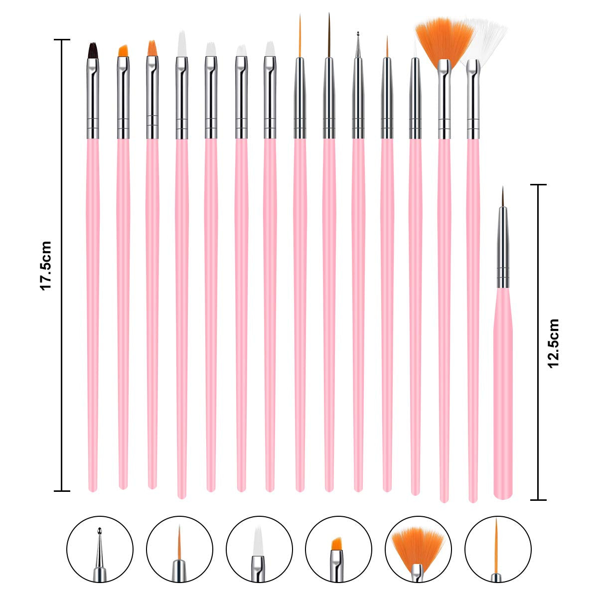 URAQT 20 Stück Nagel Pinsel Set, Nageldesign-Stifte Brush, Acryl Nagel Kunst Pinsel, Nagelbürste Professionell Malerei Pen Für Gelnägel Uv-Gel Nageldesign Nail Art