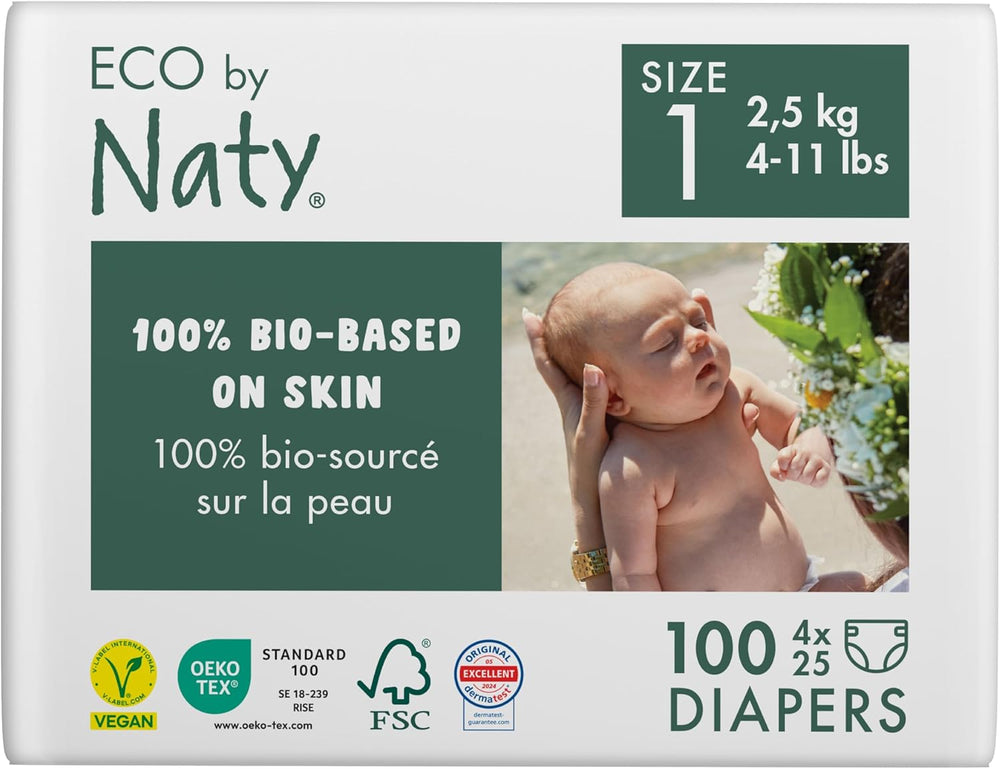 Eco Pieluchy Eco by Naty Baby Eco Diapers - pieluszki organiczne premium, ekologiczne, wykonane z materiałów pochodzenia roślinnego, idealne dla wrażliwej skóry dziecka (rozmiar 5 - 80 sztuk)