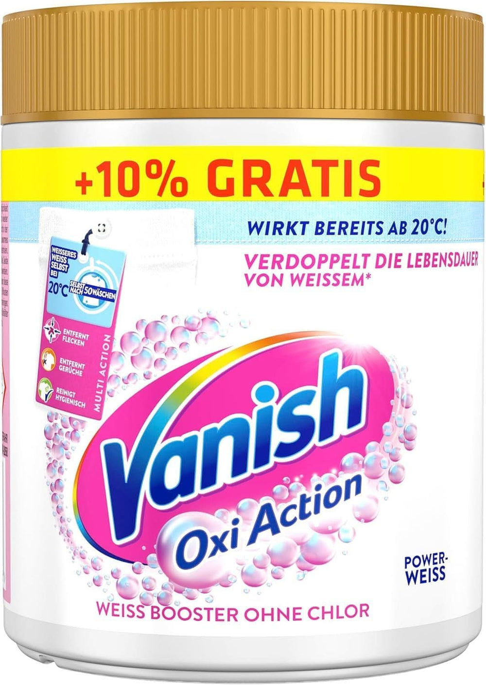 Vanish Oxi Action Powerwhite Powder - 1 X 1,125 Kg - bezchlorowy odplamiacz i proszek poprawiający jakość prania - do białego prania
