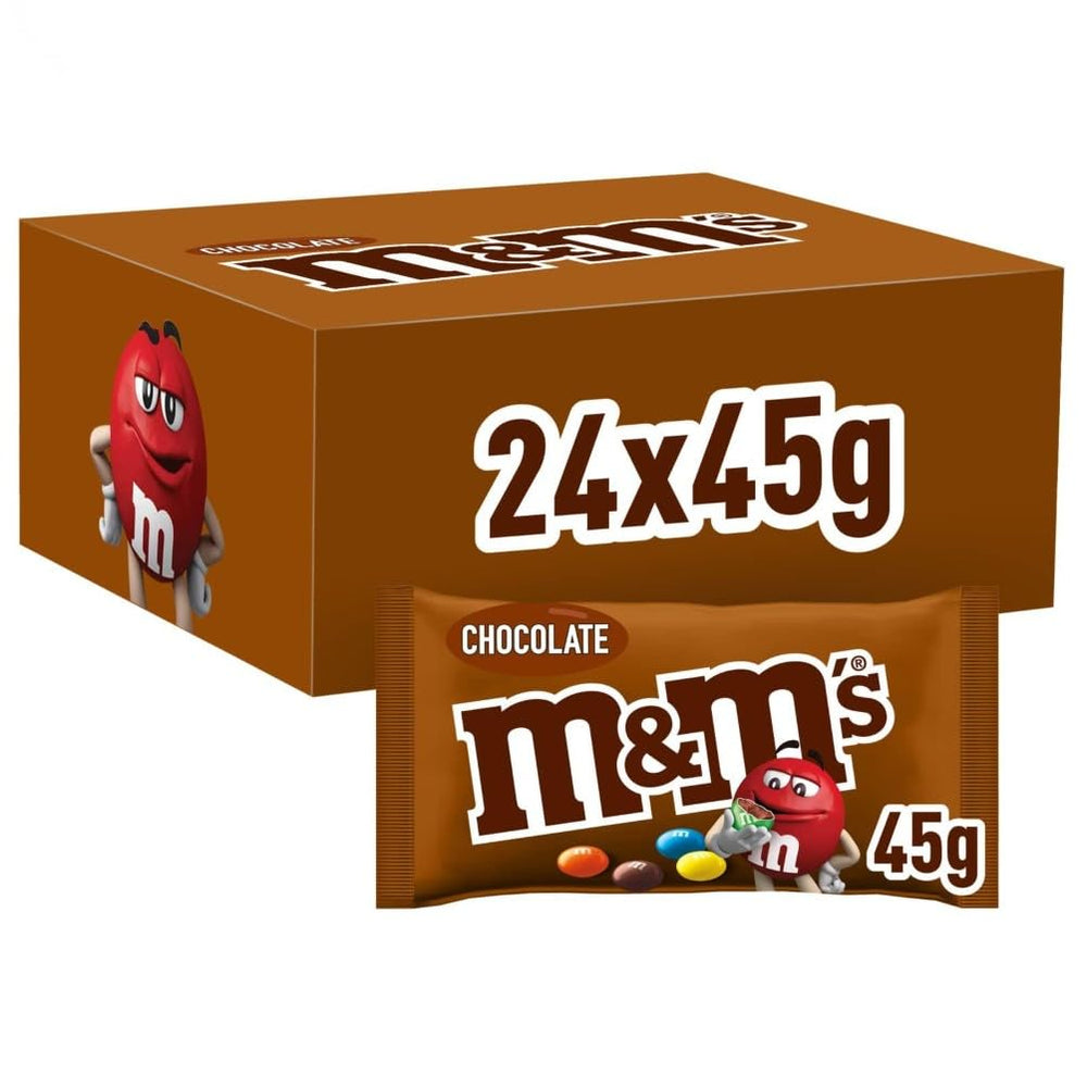 M&M's Peanut Chocolate Opakowanie zbiorcze 24 x 45 g Czekoladowa soczewica o smaku orzechowym Prezent czekoladowy (1080 g) Idealny jako poczęstunek o tematyce piłkarskiej
