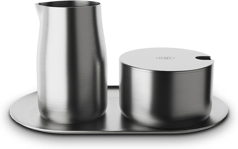 SET LAPTE ȘI ZAHĂR alfi, finisaj mat, set lapte și zahăr din oțel inoxidabil de înaltă calitate, design elegant, lavabil în mașina de spălat vase, durabil