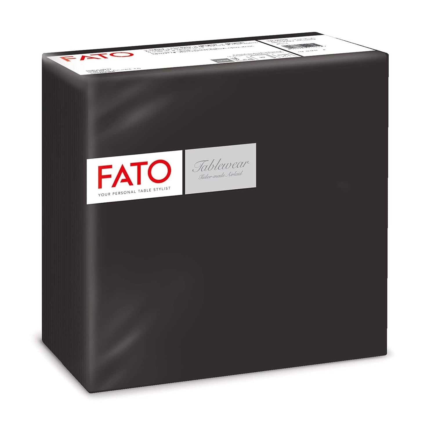 Fato - Șervețele din hârtie uscată, airlaid, efect pânză, pachet de 50 șervețele, dimensiune 40X40 pliate în 4, culoare negru